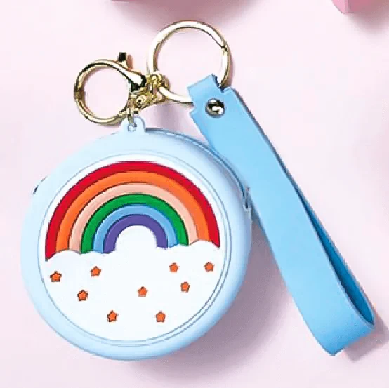 Rainbow Silicone Coin Purse Keychain