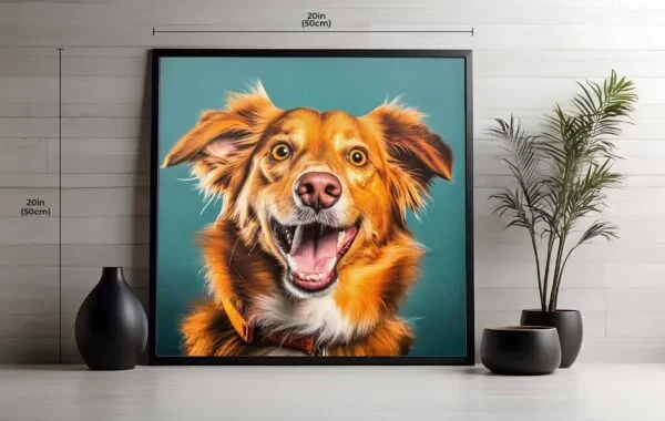 1pc Joyful Canine Framed Wall Art – Vibrant Dog Portrait